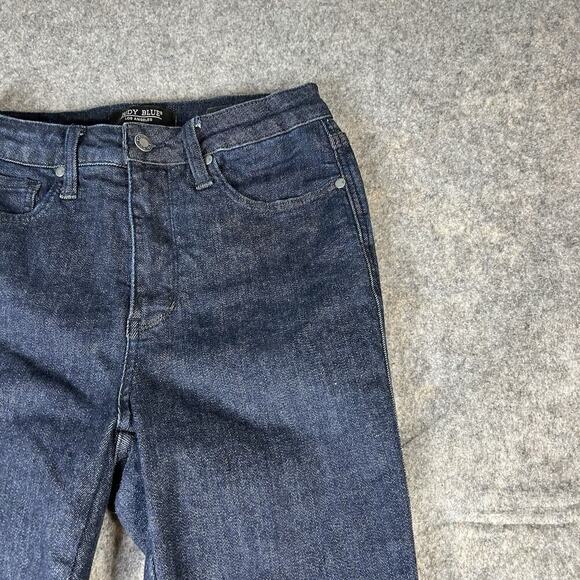 Judy Blue Jeans Womens 5/27 Skinny Fit Dark Wash Denim Stretch Raw Hem - Picture 2 of 10